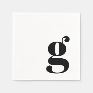Guardanapo De Papel Monograma Mínimo Inicial Retro Simples Branco