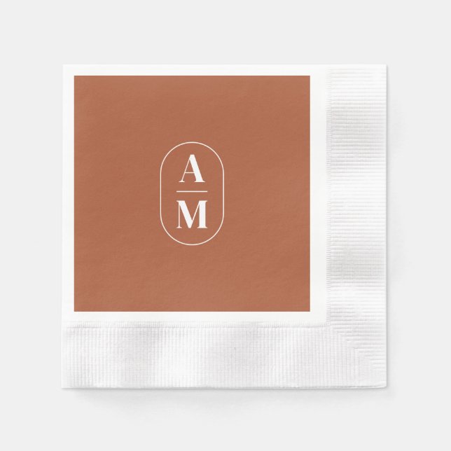 Guardanapo De Papel Monograma mínimo moderno - Terra Cotta (Frente)