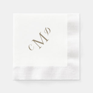 Guardanapo De Papel Monograma Misturado Dourado Casado Cocktail Branco