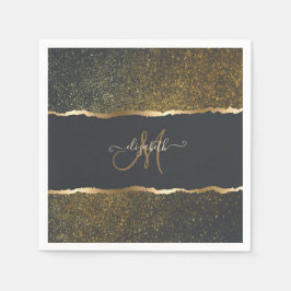 Guardanapo De Papel Monograma Moderno Elegante com Toque Dourado
