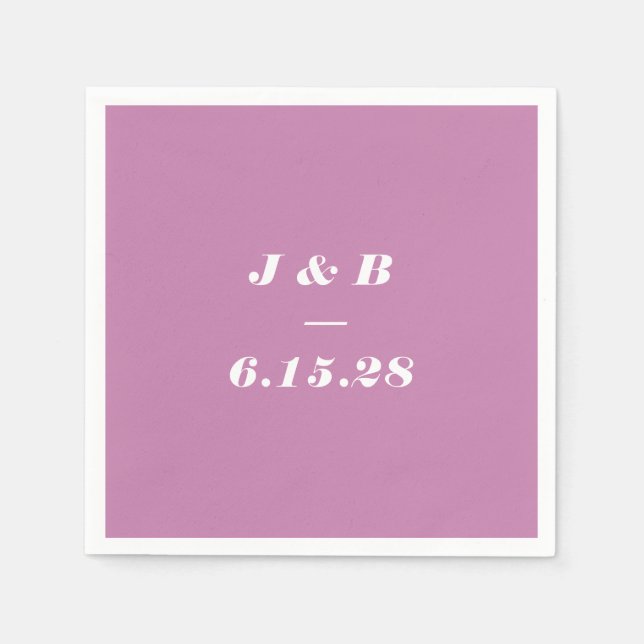 Guardanapo De Papel Monograma Monograma Dusty Púrpura Personalizado (Frente)