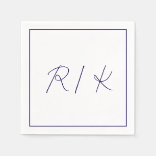 Guardanapo De Papel Monograma Na moda inicial Letras Marinho Casamento