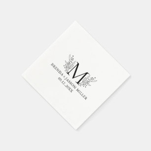 Guardanapo De Papel Monograma negro elegante recém-casado