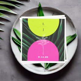 Guardanapo De Papel Monograma Neon Arches Palmeiras Tropicais