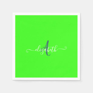 Guardanapo De Papel Monograma Neon Fluorescente Verde