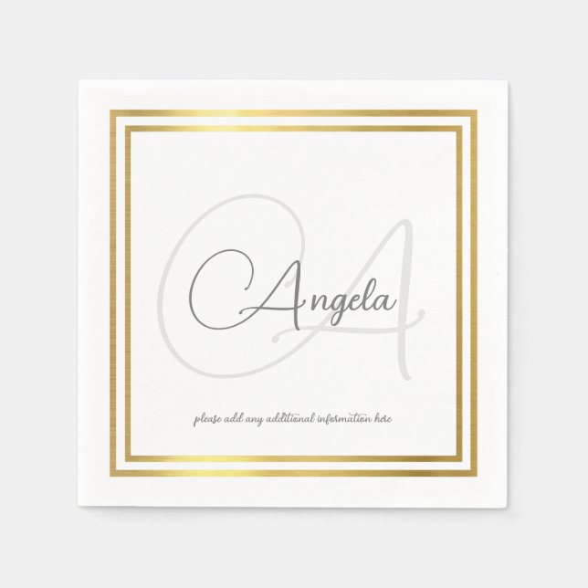 Guardanapo De Papel Monograma (nome e inicial) Padrão Napkins (Frente)