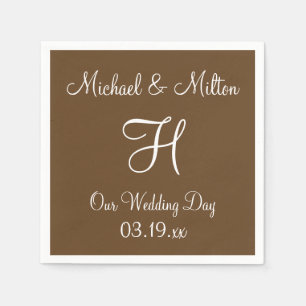 Guardanapo De Papel Monograma Ordenado Castanho Clássico Monocromo Nap