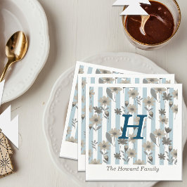 Guardanapo De Papel Monograma Personalizado de Listras Florais de Cott