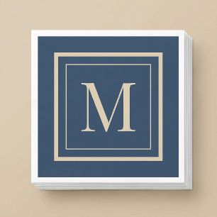 Guardanapo De Papel Monograma Personalizado em Azul e Baunilha com Mol