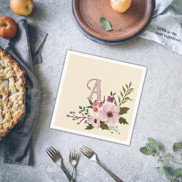 Guardanapo De Papel Monograma Personalizado Floral Antiquado Inicial
