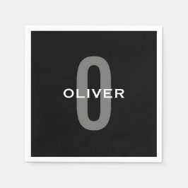 Guardanapo De Papel Monograma Personalizado Preto Cinza Branco Nome