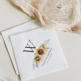 Guardanapo De Papel Monograma Personalizado Rustic Sunflower