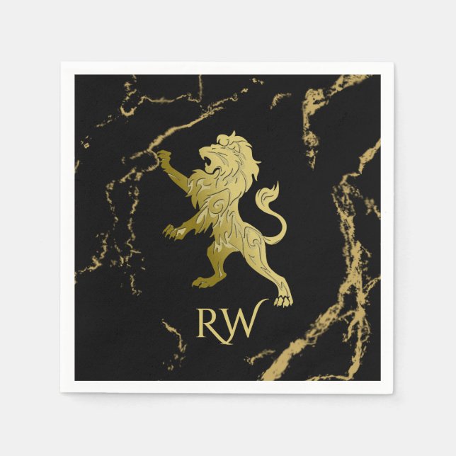 Guardanapo De Papel Monograma Real Leão Dourado (Frente)