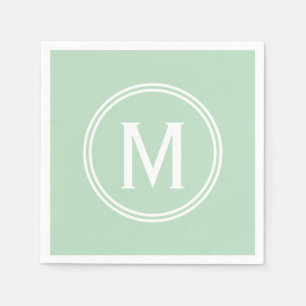Guardanapo De Papel Monograma Redondo Personalizado em Verde Menta Mod