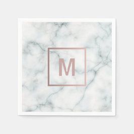 Guardanapo De Papel monograma rosa de ouro em mármore