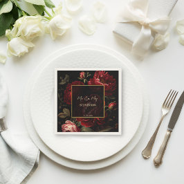 Guardanapo De Papel Monograma rosa de vintagem de cor escura impresso