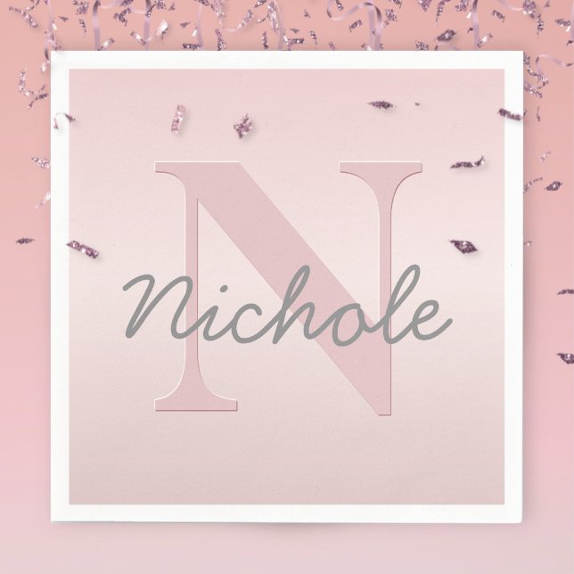 Guardanapo De Papel Monograma Rosa Personalizável e Seu Script De Nome (Criador carregado)