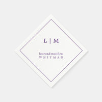Monograma Roxo Simples Elegante Casamento