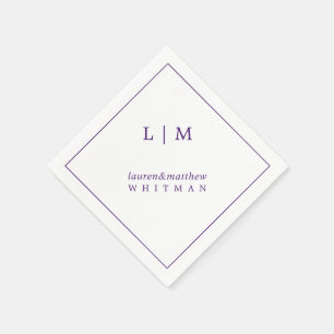 Guardanapo De Papel Monograma Roxo Simples Elegante Casamento
