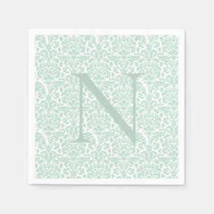 Guardanapo De Papel Monograma - Sage Green Damask inicial