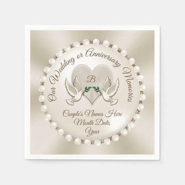 Guardanapo De Papel Monograma, Serviços de Casamento Personalizados Na (Frente)