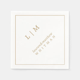 Guardanapo De Papel Monograma Simples Antigo Elegante Boda Dourado