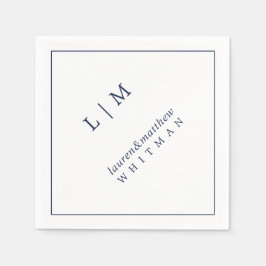Guardanapo De Papel Monograma Simples Azul Marinho Elegante Casamento