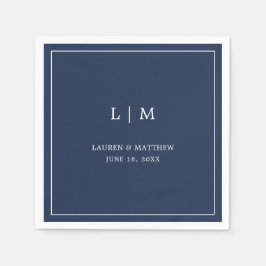 Guardanapo De Papel Monograma Simples Azul Marinho Elegante Casamento