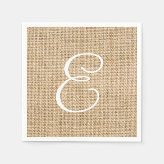 Guardanapo De Papel Monograma Simples de Casamento Rustic Burlap