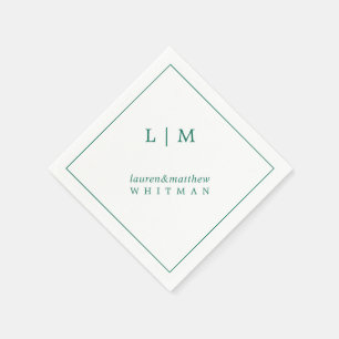 Guardanapo De Papel Monograma Simples de Elegante Noiva Verde Esmerald