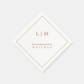 Guardanapo De Papel Monograma Simples de Terracota para Casamento Eleg