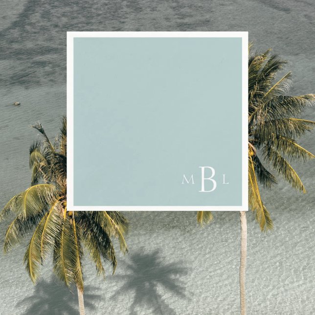 Guardanapo De Papel Monograma Simples e Moderno Cocktail de Seafoam (Criador carregado)
