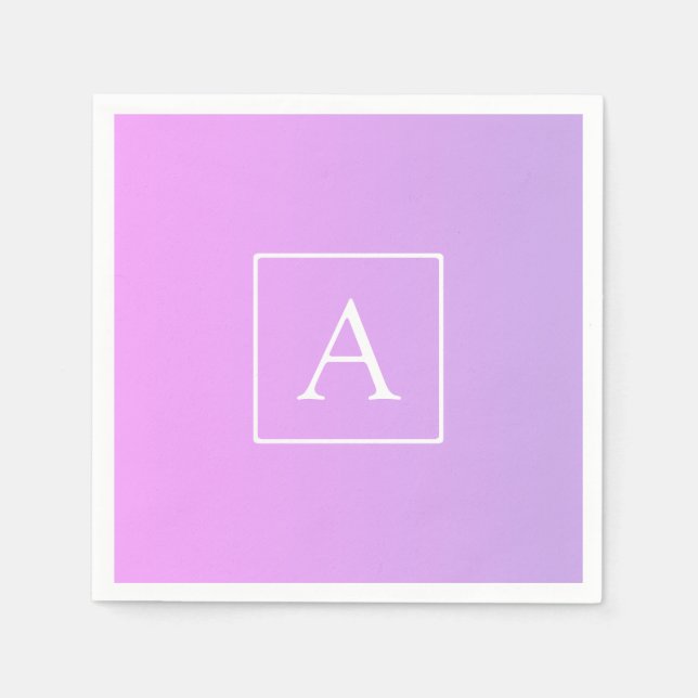 Guardanapo De Papel Monograma Simples | Sutil Rosa/Púrpura (Frente)