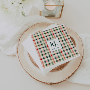 Guardanapo De Papel Monograma Suave Evergreen Gingham