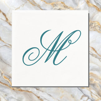 Guardanapo De Papel Monograma Teal Elegante Inicial