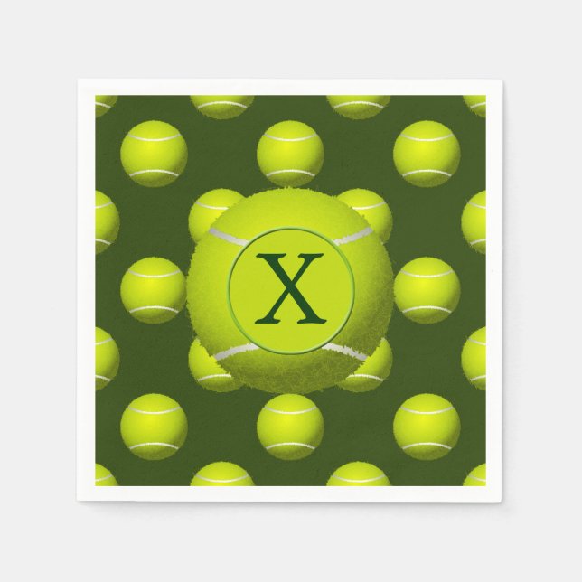 Guardanapo De Papel Monograma Tênis Balls Esportivo, (Frente)