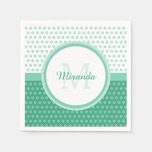 Guardanapo De Papel Monograma verde e branco da modificação das