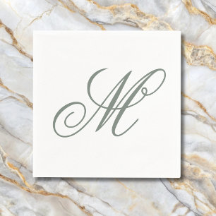 Guardanapo De Papel Monograma Verde Elegante Inicial