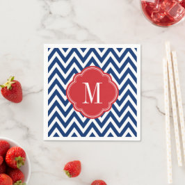 Guardanapo De Papel Monograma vermelho-branco e azul-quevron