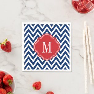 Guardanapo De Papel Monograma vermelho-branco e azul-quevron