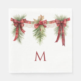 Guardanapo De Papel Monograma Vermelho e Verde Natal Feriado