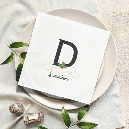 Guardanapo De Papel Monogramas Family Christmas Holly