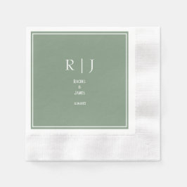 Guardanapo De Papel Monogramas Verde Salvia Elegantes Tendências Casam
