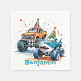 Guardanapo De Papel Monster Shark Truck Birthday Bash