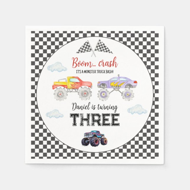 Guardanapo De Papel Monster Truck Birthday (Frente)