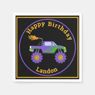 Guardanapo De Papel Monster Truck Personalizado Nome Legal Aniversári