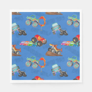 Guardanapo De Papel Monster Truck Stunts Watercolor Standard Blue