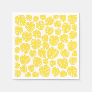 Guardanapo De Papel Monstera - Amarelo-limão-branco
