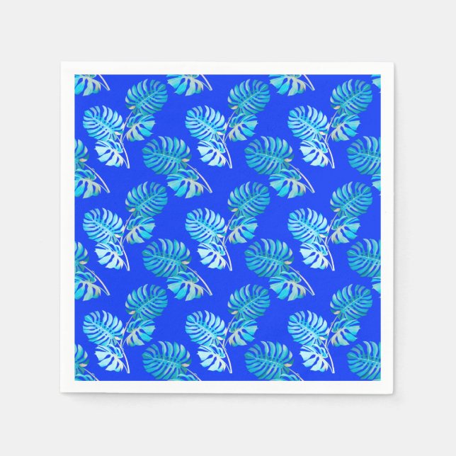 Guardanapo De Papel Monstera Brisa Azul Cobalto (Frente)