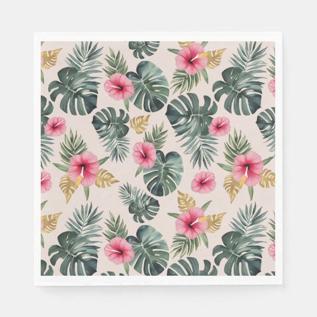 Guardanapo De Papel Monstera e Hibiscus Pattern (Frente)